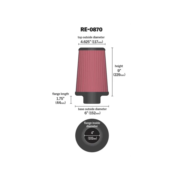 K&N RU-4990 Filtro di gomma universale Auto e Moto